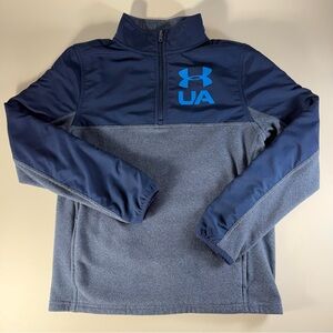 Under Armour Blue Quarter Zip Fleece Pullover Youth Boys Sz XL